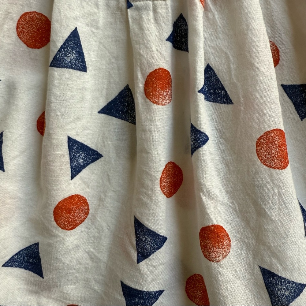 Bobo Choses Girls White Dress with Red and Blue Geometric Print - Size 12-18M - Picture 6 of 15